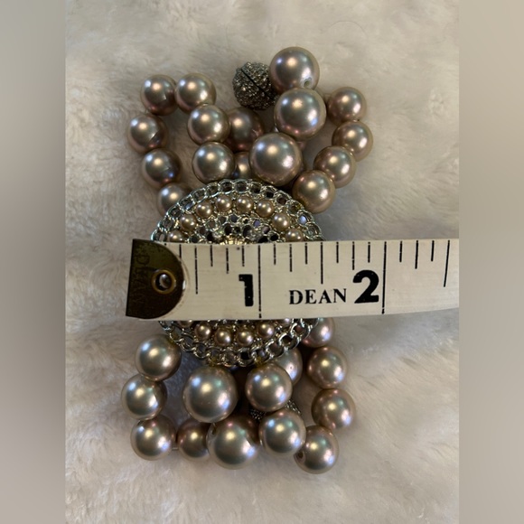 Simply Vera Wang Womens Beaded Pearlescent and Rhinestone Statement Bracelet - Picture 6 of 7